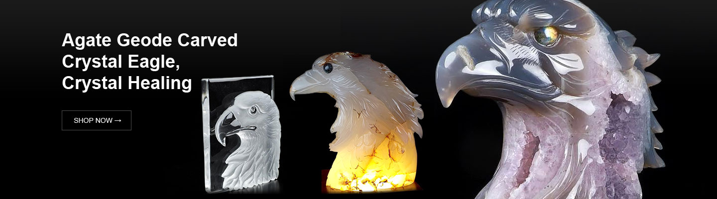 Agate Geode Carved  Crystal Eagle,  Crystal Healing