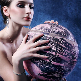 STUNNING 12.4' Pink & Black Rhodonite Sphere, Crystal Ball, Gemstone