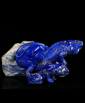 Lapis Lazuli Carved Crystal Lizards, Gemstone