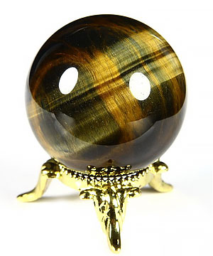 1.6" Blue & Gold Tiger Eye Carved Crystal Sphere, Crystal Healing