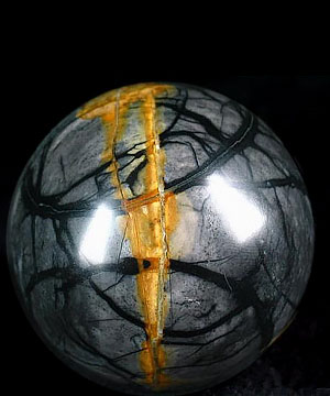 2.0" Black Picasso Jasper Sphere, Crystal Ball