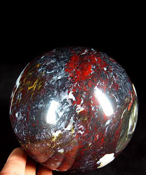 Huge 4.2" Chinese Bloodstone Sphere, Crystal Ball