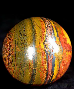 2.0" Yellow Leaves Stone Sphere, Crystal Ball