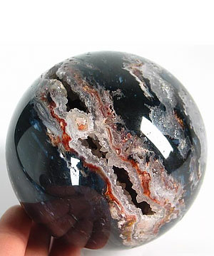 3.3" Black Zebra Agate Sphere, Crystal Ball