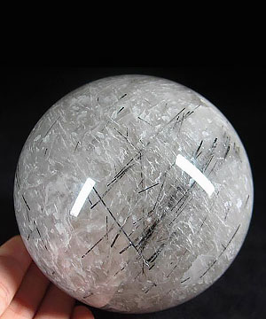Huge 3.8" Tourmaline Quartz Sphere, Crystal Ball