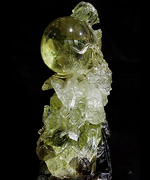 STUNNING Citrine Carved Dragon Sculpture with Sphere, rainbows