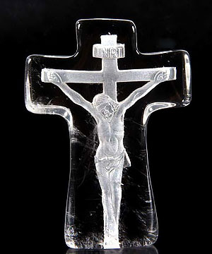 Quartz Rock Crystal Carved Crystal Jesus Cross