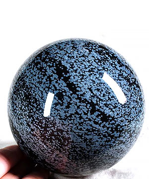 HUGE 4.0" Snowflake Obsidian Sphere, Crystal Ball