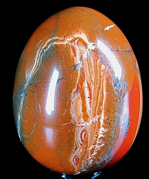 Red Striped Jasper Carved Crystal Egg