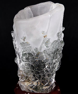 7.6" Phantom Quartz Rock Crystal Carved Crystal Vase