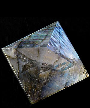 Quartz Rock Crystal & Labradorite Carved Crystal Pyramid