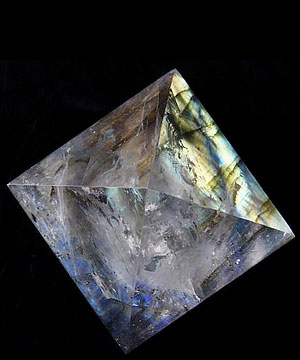 Quartz Rock Crystal & Labradorite Carved Crystal Pyramid