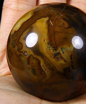 2.0" Yellow Leaves Stone Sphere, Crystal Ball