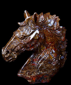 HUGE 4.6" Pietersite Carved Crystal Horse Head Sculpture