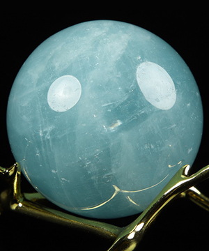 Gemstone 1.6" Aquamarine Carved Crystal Sphere, Crystal Healing