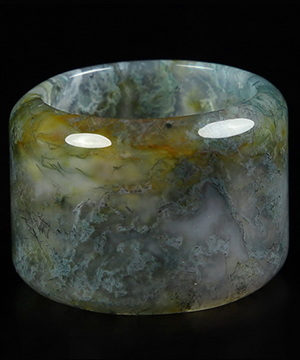 Inside Diameter 11(21 mm) Green Moss Agate Carved Crystal Ring, Crystal Healing
