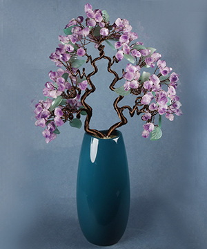 21.1" Amethyst & Green Aventurine Carved Crystal Vase, Crystal Healing