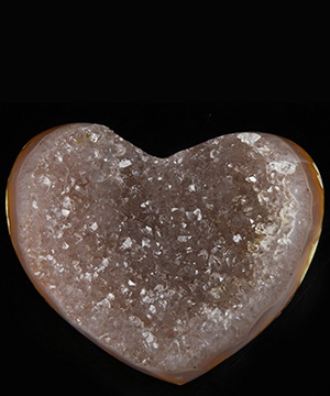 3.3" Agate Amethyst Geode Carved Crystal Heart, Crystal Healing
