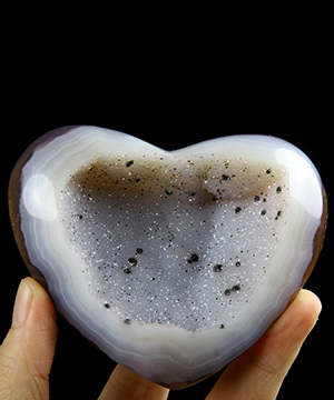 3.5" Amethyst & Agate Carved Crystal Heart, Crystal Healing