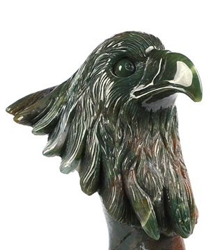 6.7" Indian Agate Carved Crystal Eagle Sculpture, Realistic, Crystal Healing