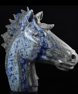 7.9" Lapis Lazuli Carved Crystal Horse Sculpture, Realistic, Crystal Healing