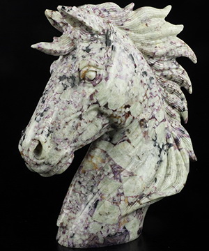 7.5" Russian Charoite Carved Crystal Horse Sculpture, Crystal Healing