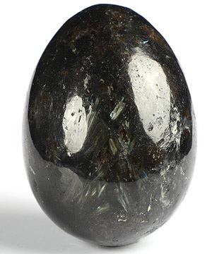 2.0" Russian Arfvedsonite Carved Gemstone Crystal Egg, Realistic, Crystal Healing