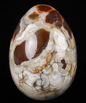 2.0" Red Crazy Lace Agate Carved Gemstone Crystal Egg, Realistic, Crystal Healing