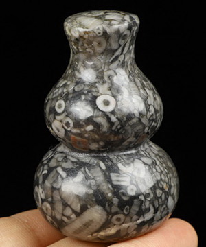 2.2" Crinoid Fossil Carved Crystal Gourd, Crystal Healing