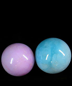 2.4" Pink Aragonite & Blue Aragonite Spheres Set, Crystal Ball