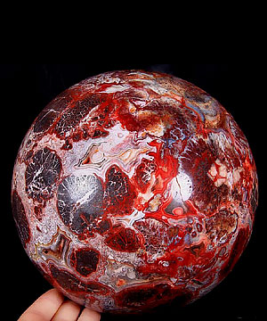 Rare, Collectible, Titan 7.8" Red Crazy Lace Agate Sphere, Crystal Ball, Geode