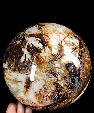 Geode, Titan 6.9" Tree Leaves Agate Sphere, Crystal Ball
