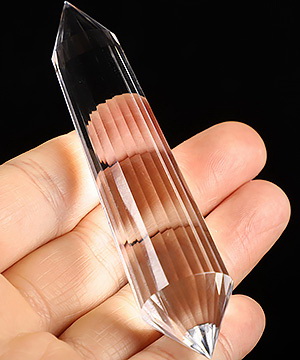 3.9" Quartz Rock Crystal Carved Faceted Crystal Wand/Point, Crystal Healing