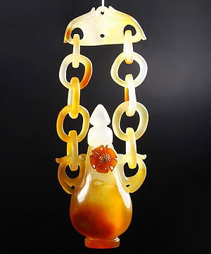 Gemstone 4.1" Carnelian Crystal Snuff Bottle With Chain