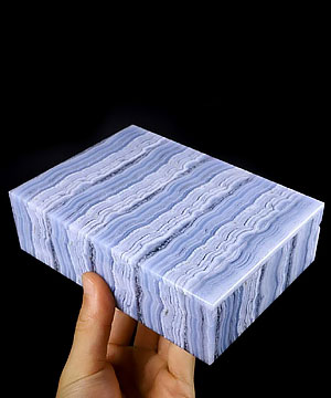 6.1" Blue Lace Agate Crystal Jewelry Box, Crystal Healing