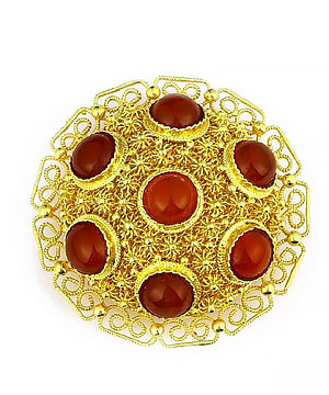 1.4" Carnelian Carved Crystal Brooches