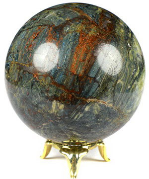2.9" Blue & Red Pietersite Carved Crystal Sphere, Crystal Healing