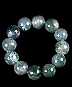 0.6" Green Moss Agate Carved Crystal Bracelet, Realistic