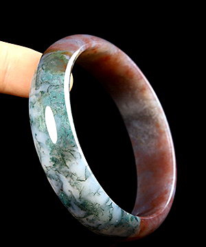 Inside Diamete(61 mm) Green Moss Agate Carved Crystal Bangle Crystal Healing