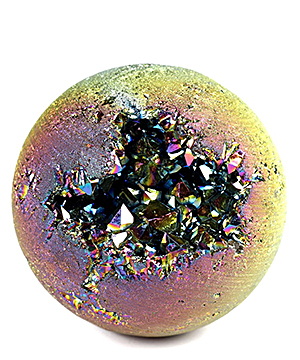1.6" Aura Titanium Stone Carved Crystal Sphere, Crystal Healing