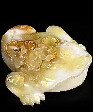 3.7" Agate Carved Crystal Toad Sculptures, Realistic, Crystal Healing
