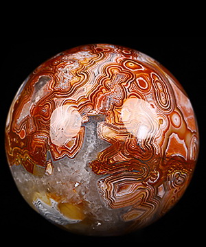 AMAZING 2.0" Red Crazy Lace Agate Carved Crystal Sphere, Crystal Healing