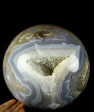 Titan 10.2" Agate Geode Carved Crystal Sphere, Crystal Healing