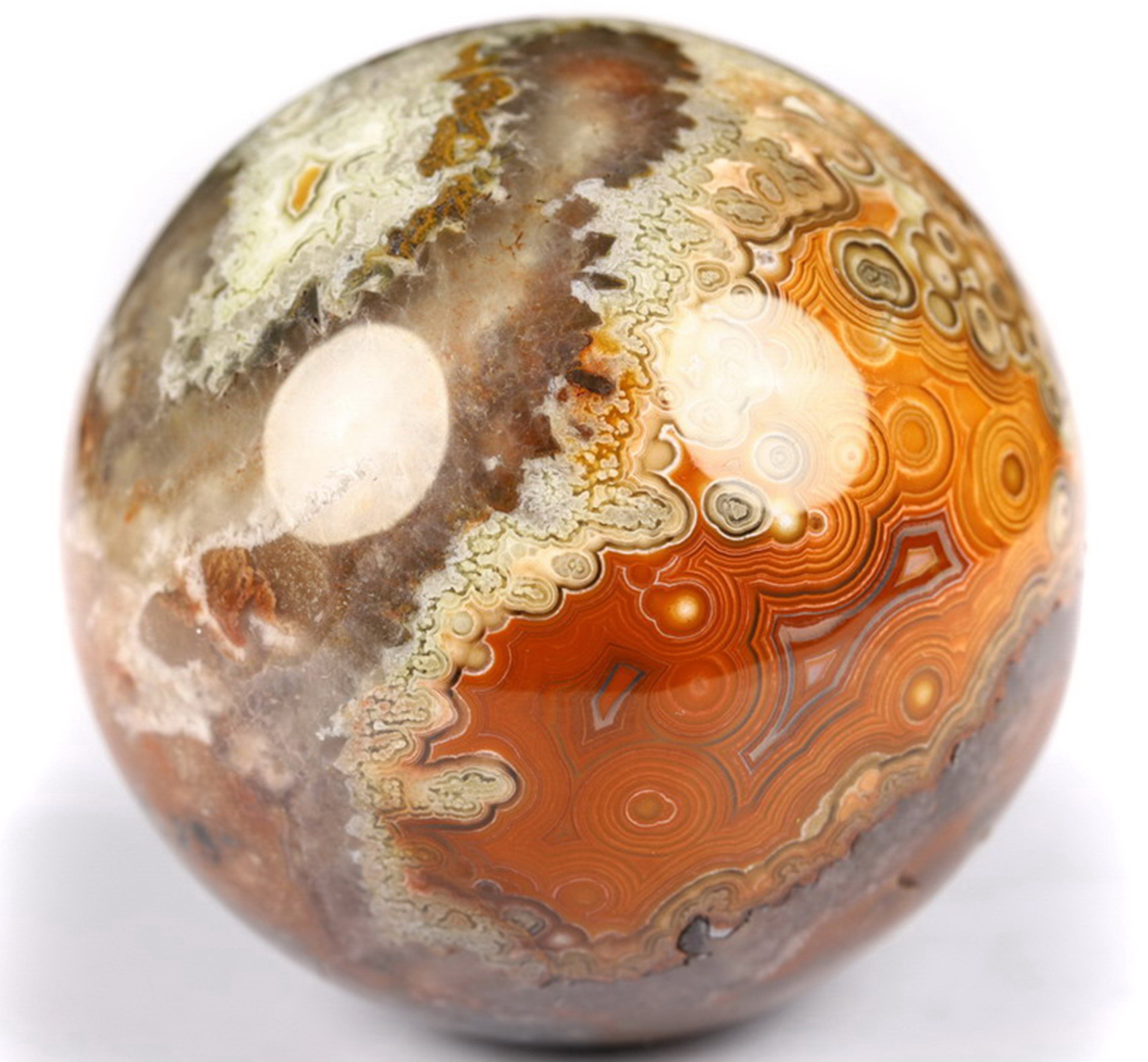 Gemstone 2.0" Red Crazy Lace Agate Carved Crystal Sphere, Crystal Healing