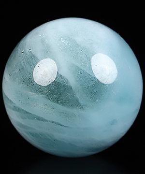 Gemstone 1.7" Aquamarine Carved Crystal Sphere, Crystal Healing