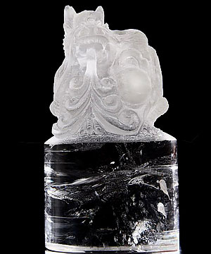 HUGE 5.0" Quartz Rock Crystal Carved Crystal Dragon Sculpture