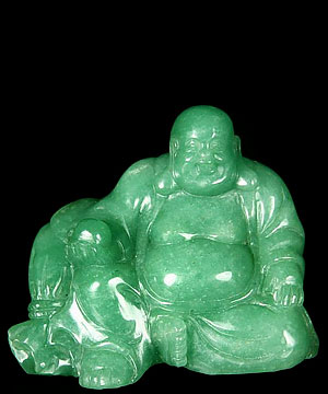 HUGE 4.3" Green Aventurine Carved Crystal Buddha Sculpture