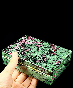 Gemstone Huge 6.1" Ruby Zoisite Carved Crystal Jewelry Box