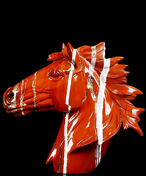Awesome Huge Red Jasper Carved Crystal Horse Head Sculpture