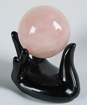 Black Obsidian Crystal Sphere Stand, Carving